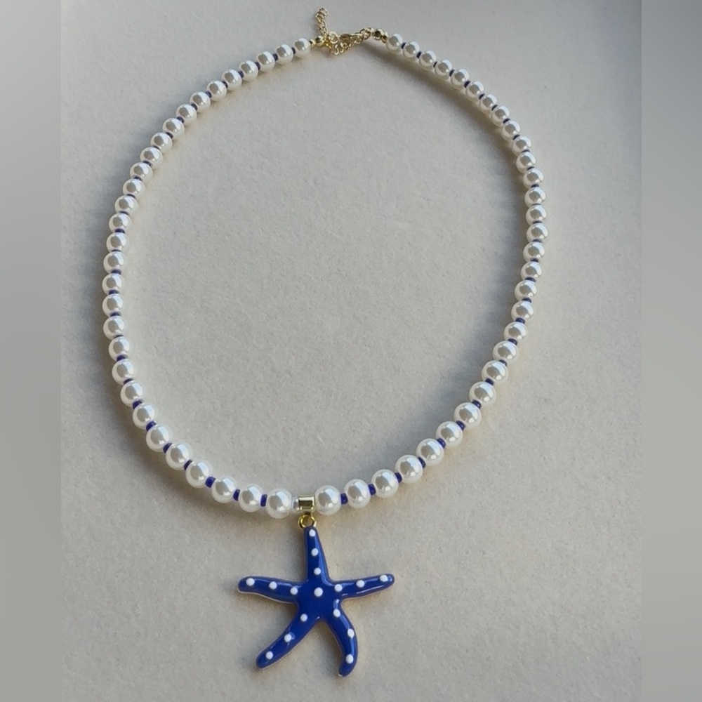 Blue Starfish Pearl Necklace